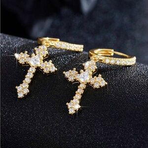 Elegant Gold Cross Earrings